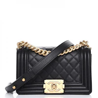 Chanel Boy Flap Quilted Caviar Leather Gold-tone Small Black Chanel Boy Flap Quilted Caviar Leather Gold-tone Small Black