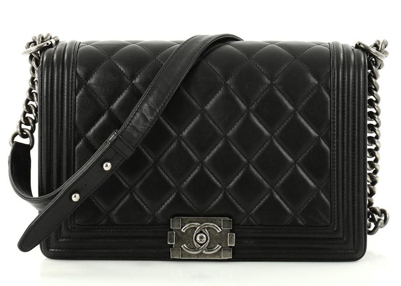 Chanel Boy Flap Quilted Diamond Lambskin New Medium Black
