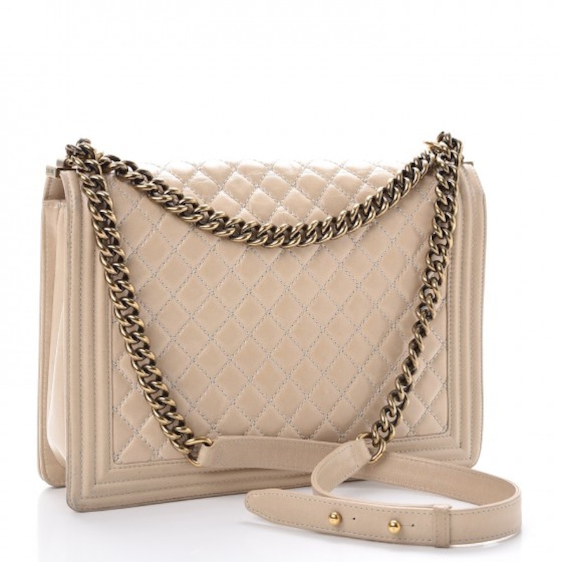Order Chanel Boy Bolso Grande Beige Acolchado Diamante