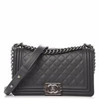 Chanel Boy Flap Quilted Diamond Medium Dark Grey Chanel Boy Flap Quilted Diamond Medium Dark Grey