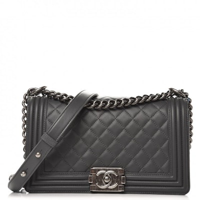 Chanel Boy Flap Quilted Diamond Medium Abu-abu Gelap Buy Chanel Boy Flap Quilted Diamond Medium Abu-abu Gelap