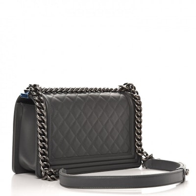 Chanel Boy Flap Quilted Diamond Medium Abu-abu Gelap Order Chanel Boy Flap Quilted Diamond Medium Abu-abu Gelap