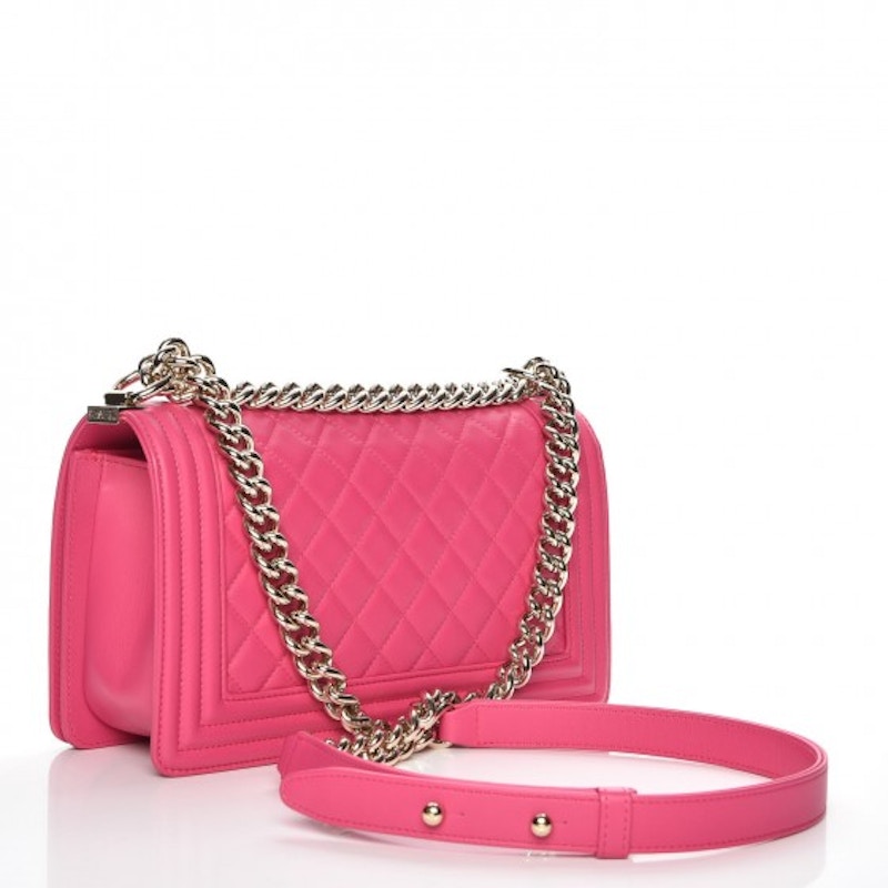 Order Chanel Boy Flap Acolchado Diamante Mediano Rosa