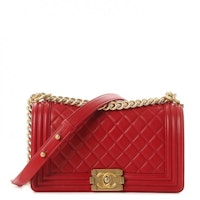 Chanel Boy Flap Quilted Diamond Medium Red Chanel Boy Flap Quilted Diamond Medium Red