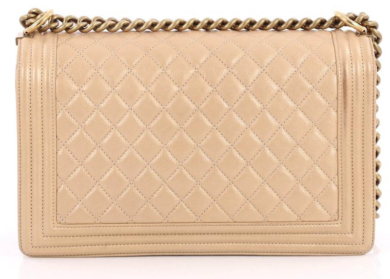 Order Chanel Boy Flap Quilted Diamond Metallic Medium Baru Tan