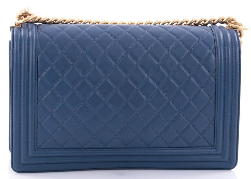 Order 香奈兒男孩翻蓋菱格紋藍色中尺寸新款包包