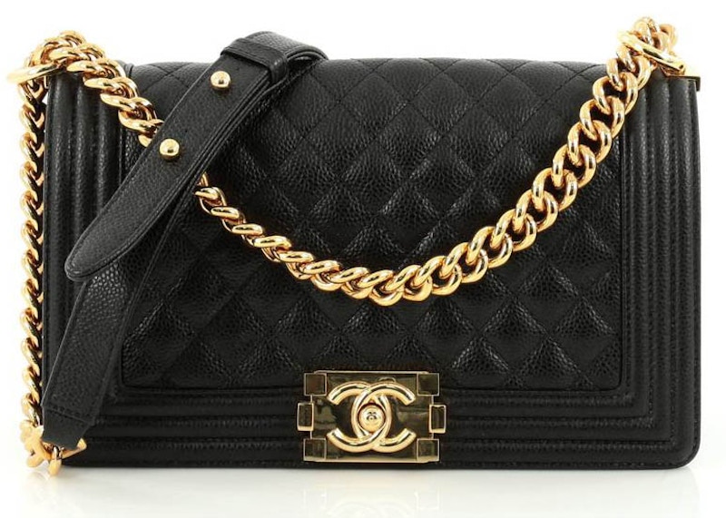 Chanel Boy Flap Quilted Diamond Old Medium Black