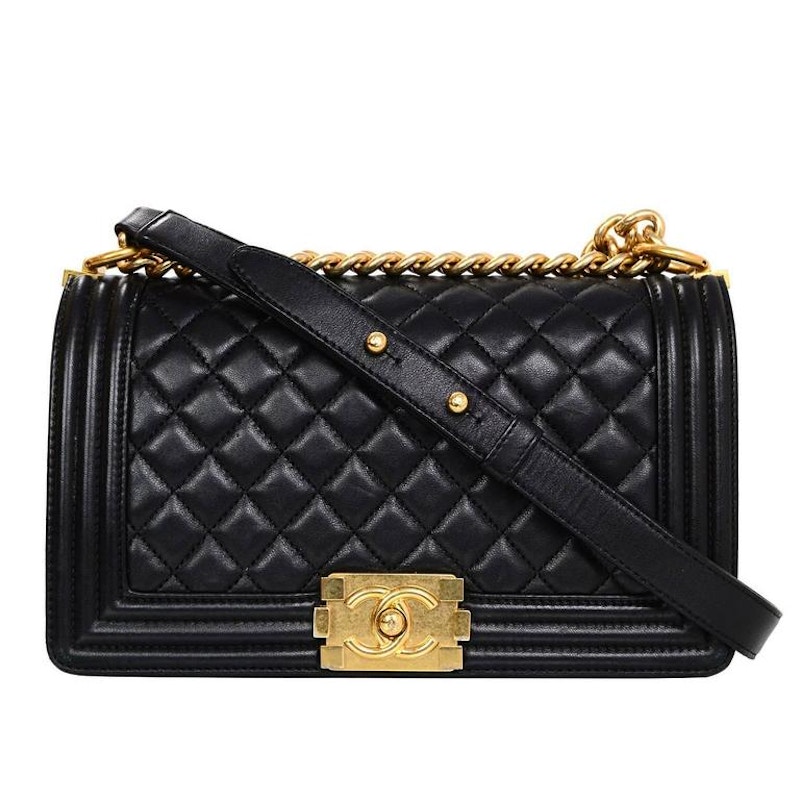 Chanel Boy Flap Quilted Lambskin Gold-tone Medium Black