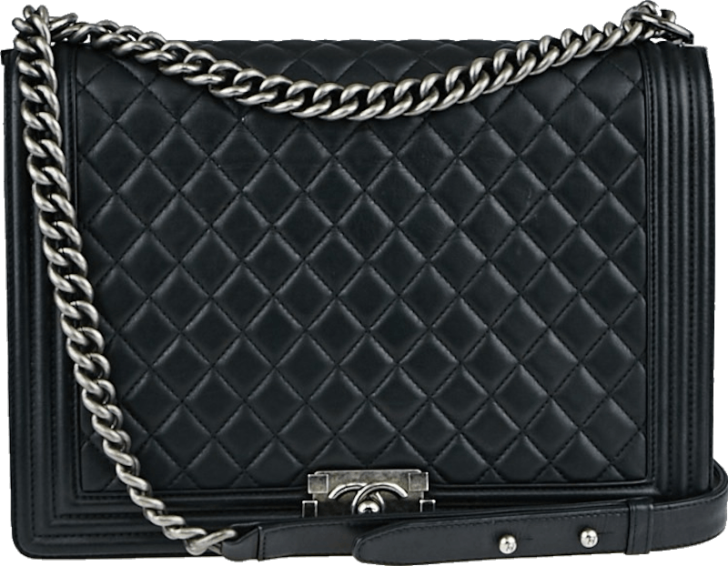 Chanel Boy Flap Quilted Lambskin Ruthenium Large Black