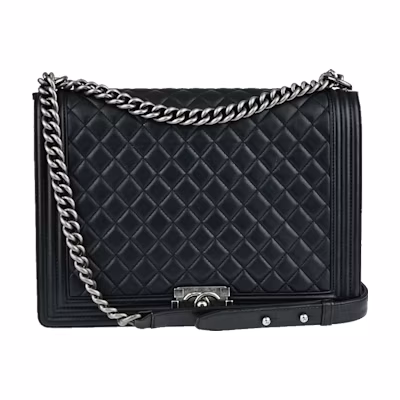Chanel Boy Flap Quilted Lambskin Ruthenium Large Black