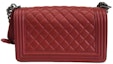 Order Chanel Boy Flap Acolchado Piel de Cordero Rojo Medio Ruthenium