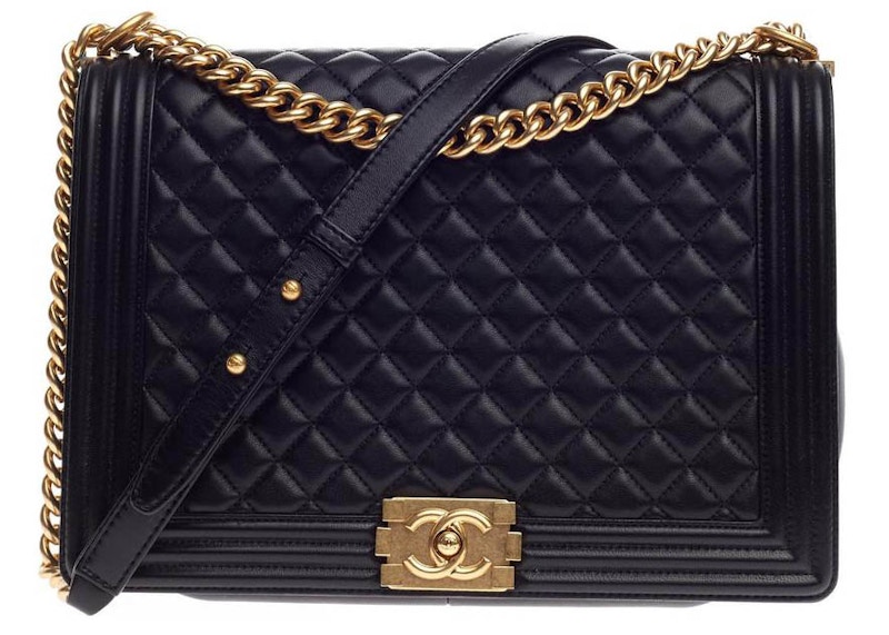 Buy 香奈儿大号黑色菱格纹男孩包