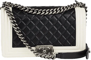Chanel Boy Flap Quilted Medium Black/White Chanel Boy Flap Quilted Medium Black/White