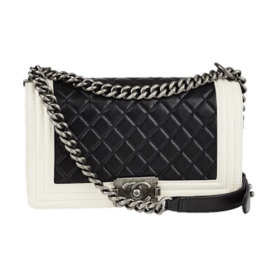 Chanel Boy Flap Quilted Medium Black/White