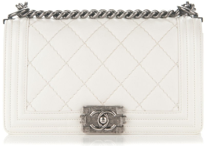 Chanel Boy Flap Quilted New Medium White