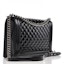 Order 香奈兒Boy Flap菱格壓紋漆皮銀/黑色調大號黑色包袋