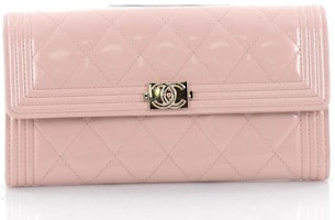 Chanel Boy Flap Wallet Quilted Diamond Long Light Pink Chanel Boy Flap Wallet Quilted Diamond Long Light Pink