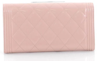 Order Chanel Boy Flap Wallet Quilted Diamond Long Light Pink