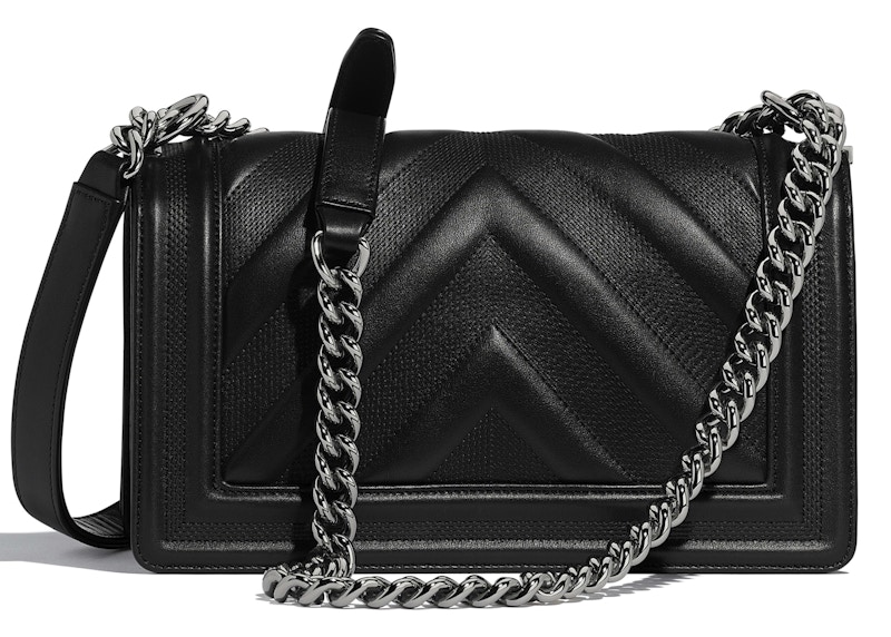 Order 香奈儿男孩包 锯齿纹小牛皮 钌色 黑色