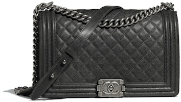 Chanel Boy Handbag Quilted Ruthenium-tone Large Charcoal Chanel Boy Handbag Quilted Ruthenium-tone Large Charcoal