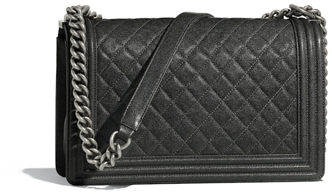 香奈兒男孩包菱格紋大號炭灰釕金屬配件包包 Order 香奈兒男孩包菱格紋大號炭灰釕金屬配件包包