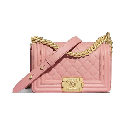 Chanel Boy Quilted Calfskin Gold-tone Small Pink