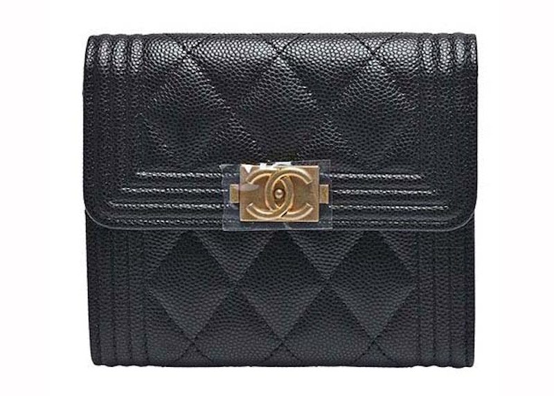 Buy 香奈兒Boy系列小款黑色翻蓋錢包 (A80734)