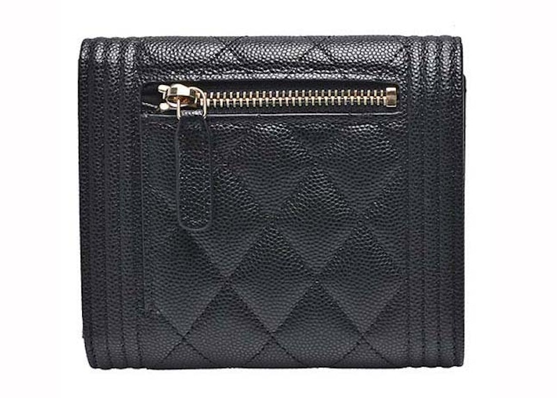 Order 香奈兒Boy系列小款黑色翻蓋錢包 (A80734)