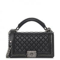 Chanel Boy Top Handle Quilted Chain Medium Black Chanel Boy Top Handle Quilted Chain Medium Black
