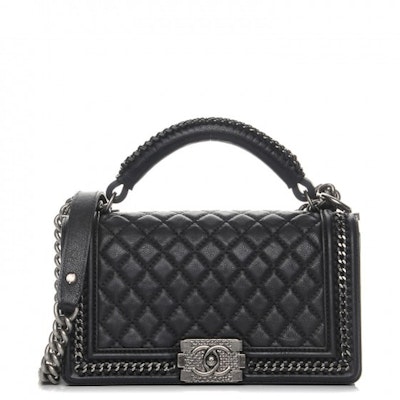 Chanel Boy Asa Superior Acolchado Cadena Mediana Negra Buy Chanel Boy Asa Superior Acolchado Cadena Mediana Negra