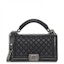 Buy Chanel Boy Asa Superior Acolchado Cadena Mediana Negra