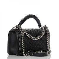 Order Chanel Boy Top Handle Quilted Chain Medium Black
