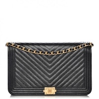 Chanel Boy Wallet On Chain Chevron Caviar Gold-tone Black Chanel Boy Wallet On Chain Chevron Caviar Gold-tone Black