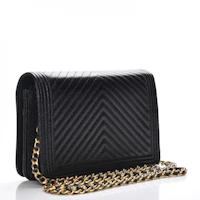 Order Chanel Boy Wallet On Chain Chevron Caviar Gold-tone Black