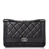 Chanel Boy Wallet On Chain Quilted Calfskin Ruthenium-tone Black Chanel Boy Wallet On Chain Quilted Calfskin Ruthenium-tone Black