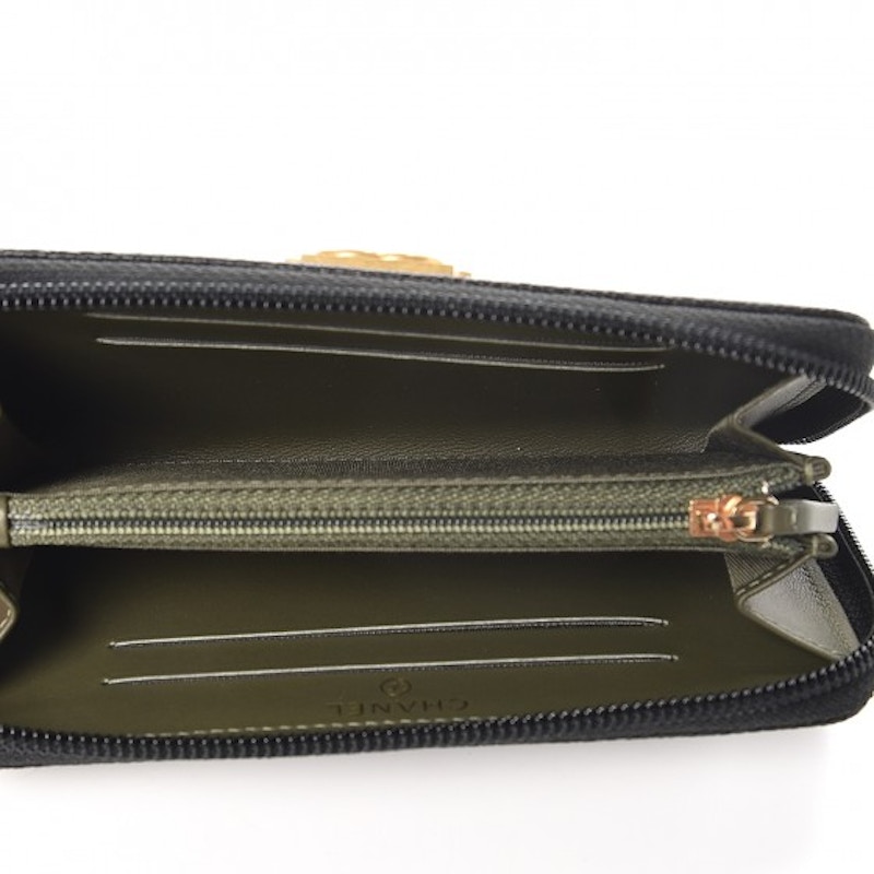 Lookbook 香奈兒Boy系列拉鍊錢包 菱格紋牛皮 金色小號 黑色