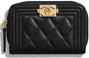 Chanel Boy Zipped Coin Purse Quilted Lambskin Gold-tone Black Chanel Boy Zipped Coin Purse Quilted Lambskin Gold-tone Black