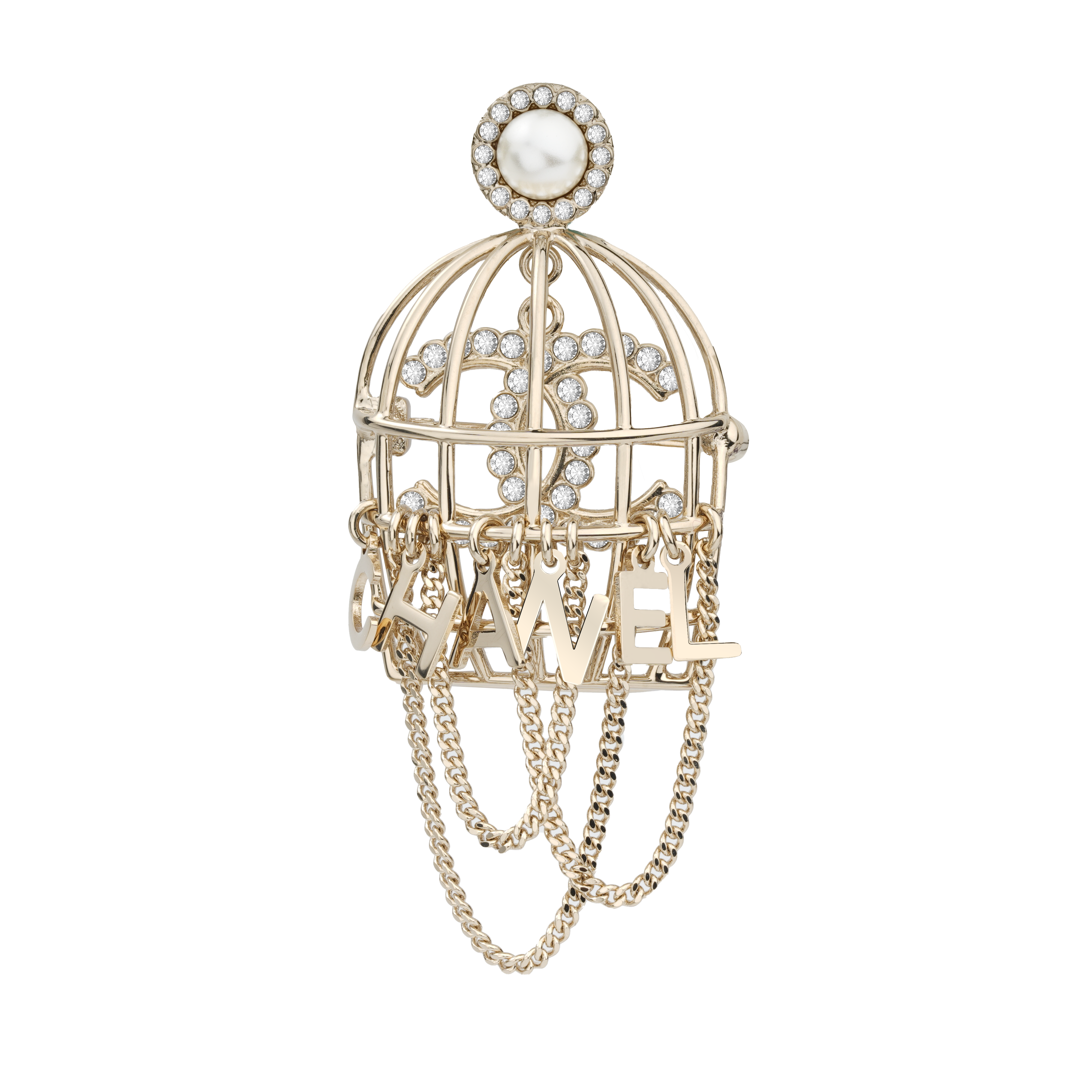 CHANEL Brooch Birdcage Metal Unisex Couple Pin AB4880-B04130-N8975