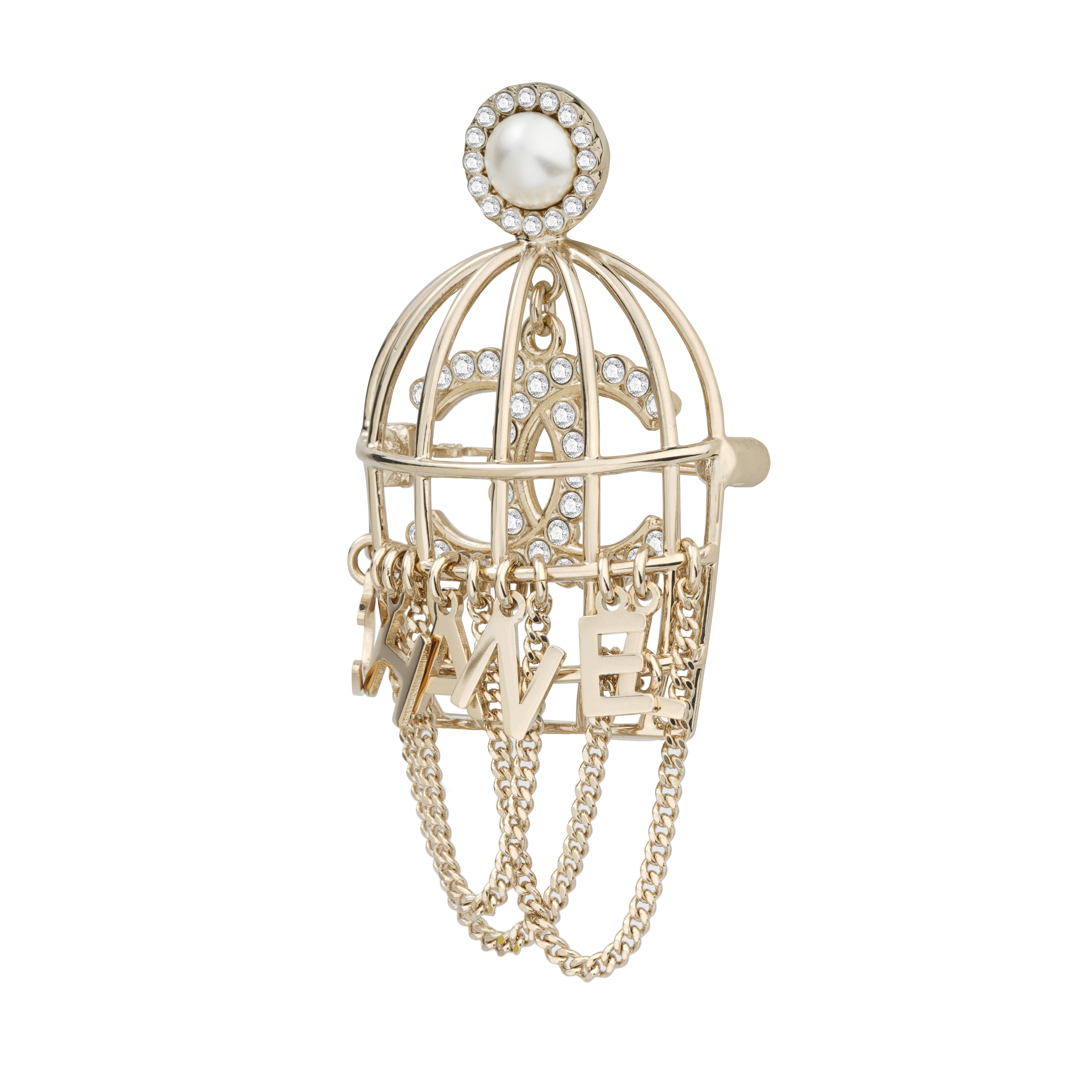 CHANEL Brooch Birdcage Metal Unisex Couple Pin AB4880-B04130-N8975 圖 4