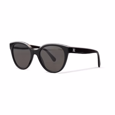 CHANEL Butterfly Sunglasses Black/Beige Brown Unisex Oval Designer Shades CH5414-C534/3