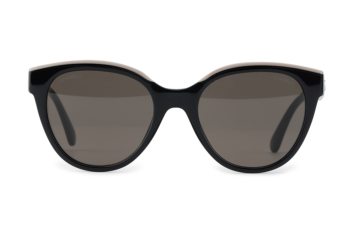 CHANEL Butterfly Sunglasses Black/Beige Brown Unisex Oval Designer Shades CH5414-C534/3 圖 3