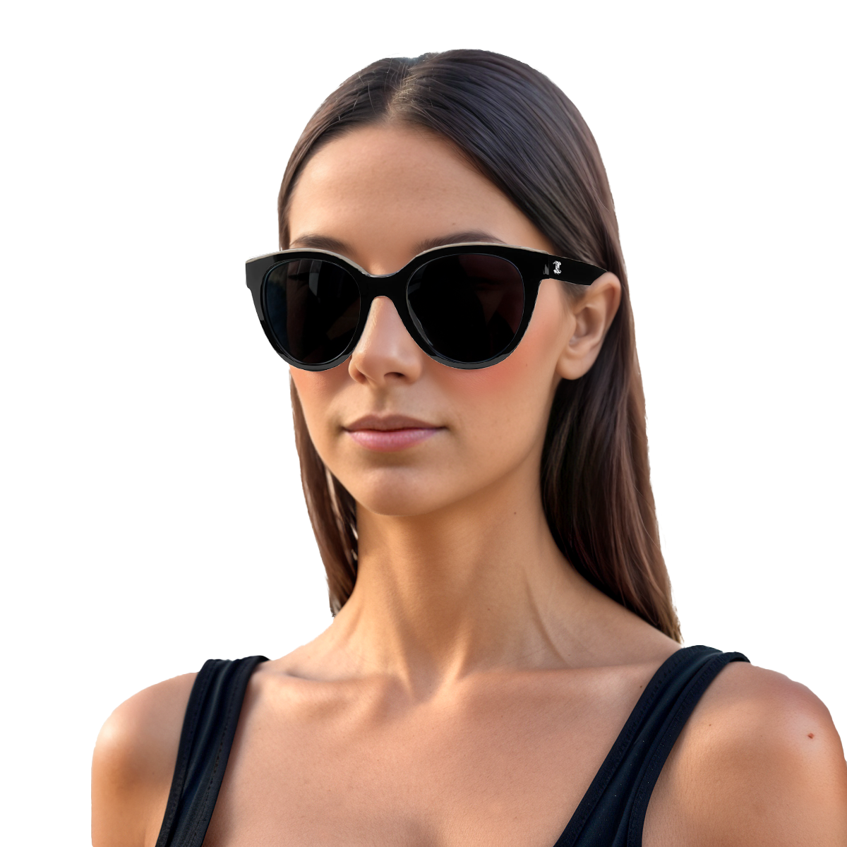 CHANEL Butterfly Sunglasses Black/Beige Brown Unisex Oval Designer Shades CH5414-C534/3 圖 5