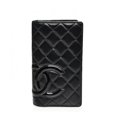 Chanel Cambon Yen Wallet Quilted Calfskin/Patent Leather Black