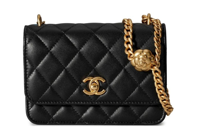 Chanel Camellia Adjusting Buckle Chain with Gold CC Logo Mini WOC Black (AP3319-B10702-94305)
