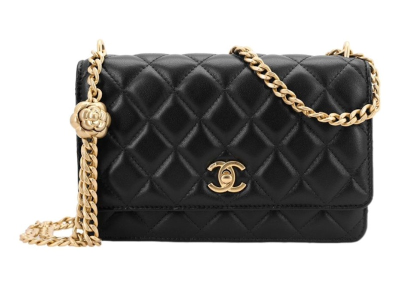 Chanel Camellia Adjusting Buckle Chain with Gold CC Logo WOC Black (AP3297-B10702-94305)