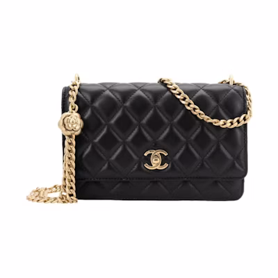 Chanel Camellia Adjusting Buckle Chain with Gold CC Logo WOC Black (AP3297-B10702-94305)