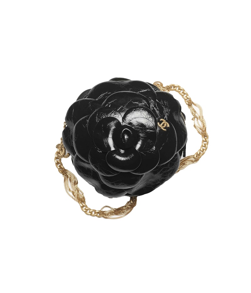 Chanel Camellia Evening Bag 23K Shiny Aged Calfskin Black