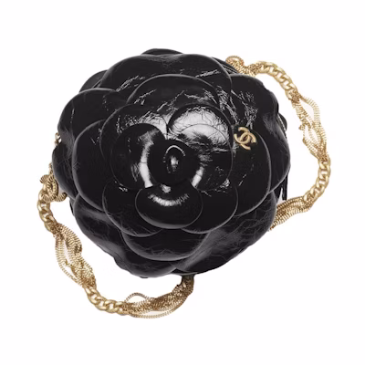 Chanel Camellia Evening Bag 23K Shiny Aged Calfskin Black