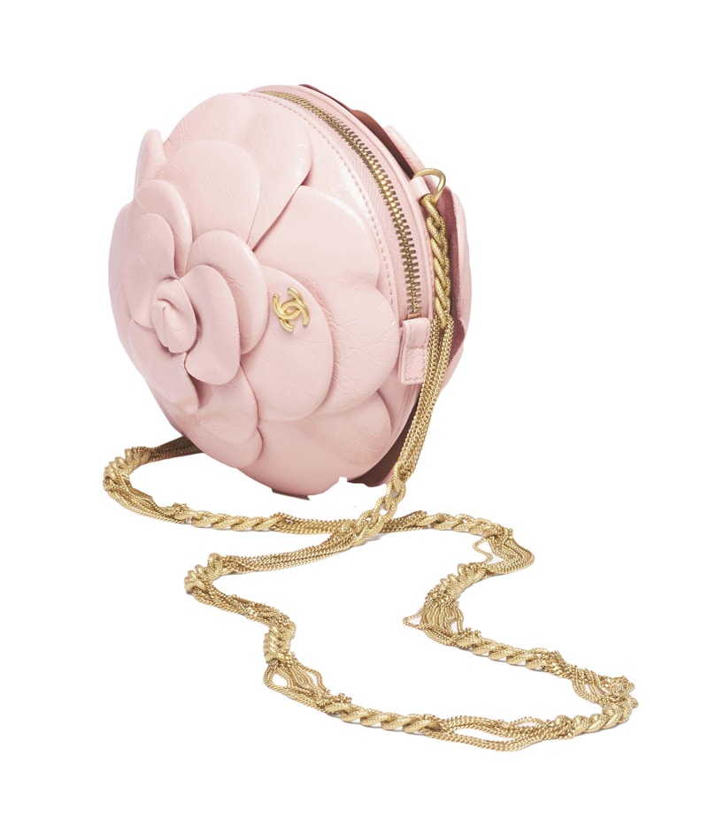 Order Chanel Camellia Tas Malam 23K Kulit Anak Sapi Bersinar Merah Muda Muda