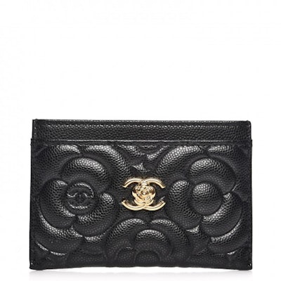 Chanel Card Holder Camellia Embossed Black Buy Chanel Card Holder Camellia Embossed Black
